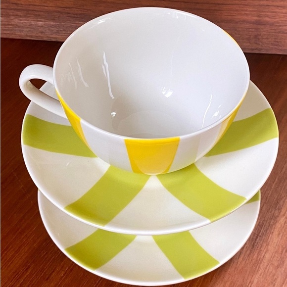Gasp! Jonathan Adler Helsinki Striped Tea Cups Coffee Mugs and Saucers Set of 2 - Picture 6 of 11
